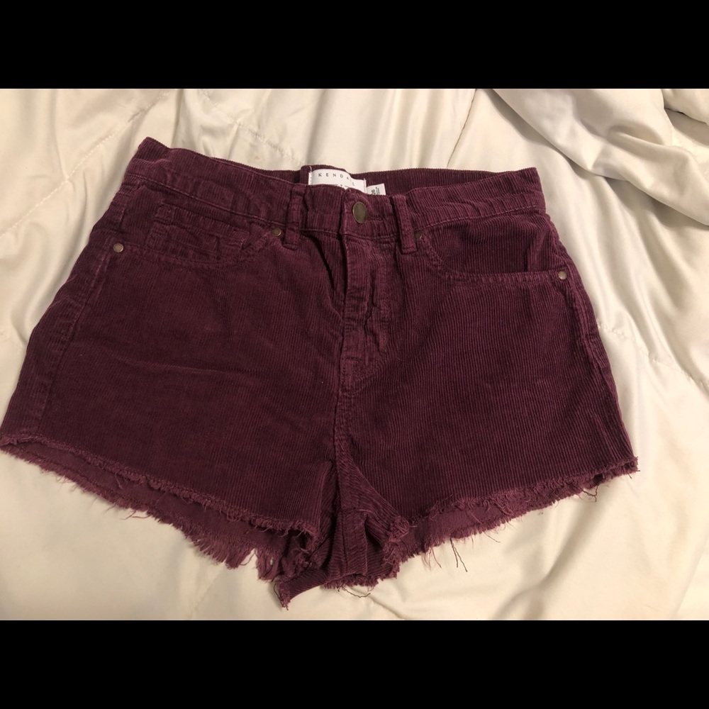 kendall and kylie maroon corduroyed shorts